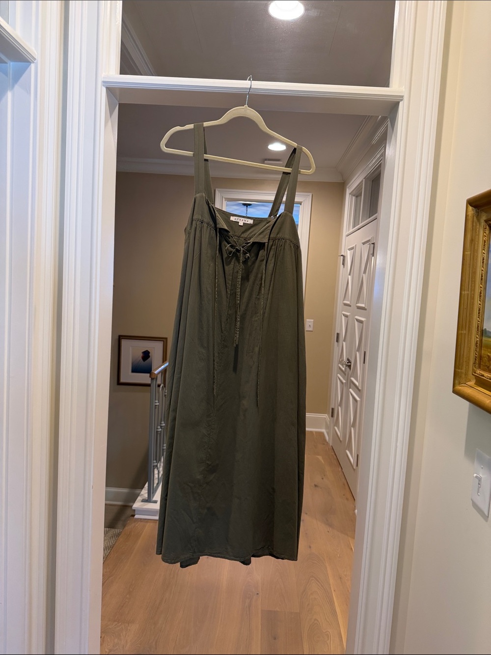 Xirena olive Green Sleeveless Sundress with Tie Front